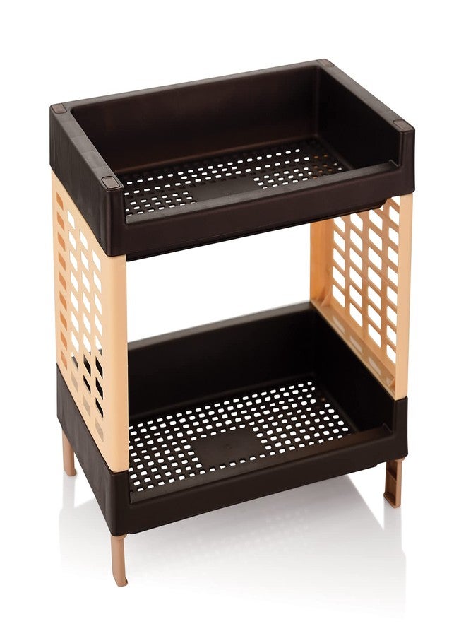 Moltres - Viva Small Size, 2 Layer Rack For Office, Kitchen (Size: 27Cm X 17Cm X 20Cm) - Multipurpose Rack | Stand | Organizer Storage Shelf Standing & Wall Hanging Rack (2, Brown) - Plastic - Image 1